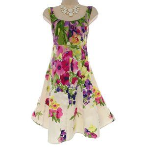 Size 14 WATERCOLOR FLORAL PRINT FIT & FLARE DRESS